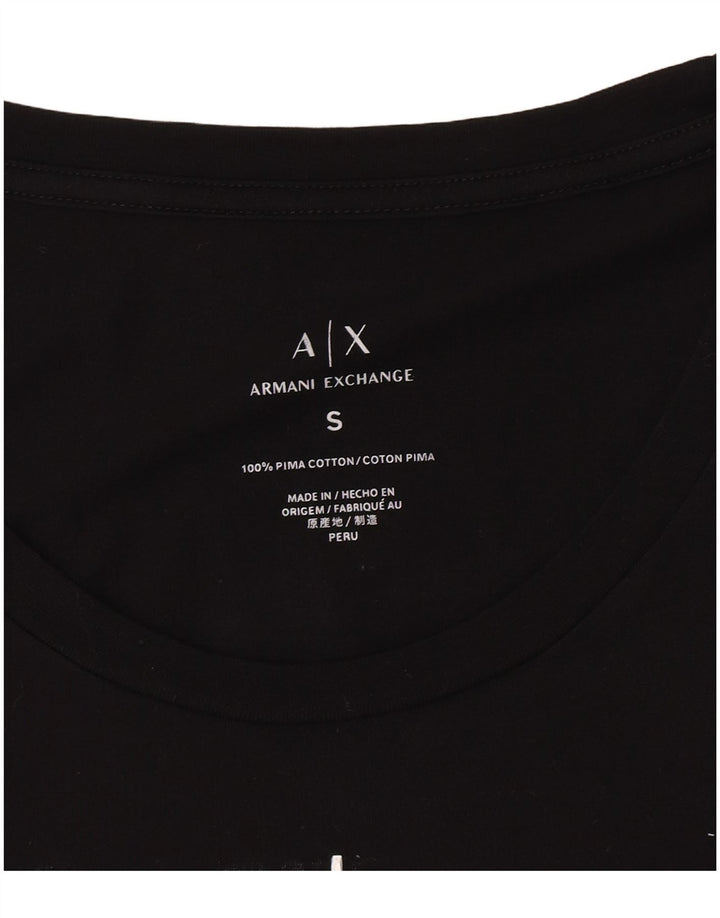 Armani Exchange Top gráfico para mujer Reino Unido 8 Pequeño logotipo negro