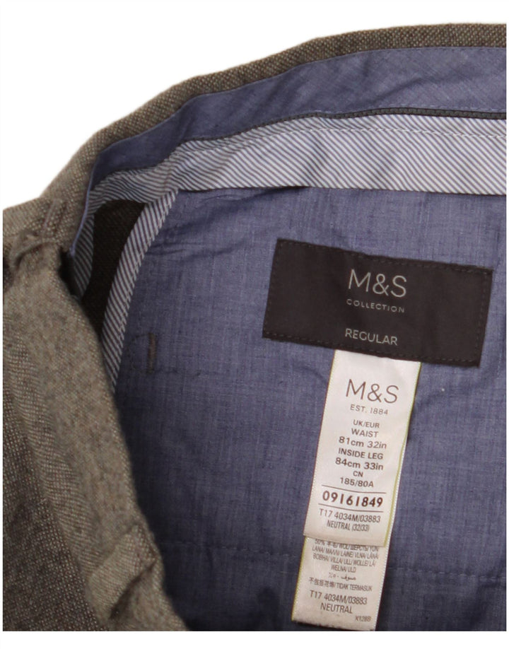 Marks & Spencer Pantalón de traje recto para hombre W32 L33 Poliéster gris
