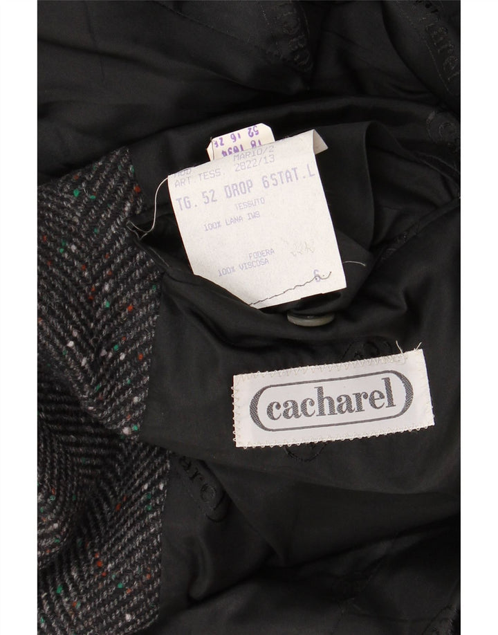 Cacharel Chaqueta tipo blazer de 2 botones para hombre IT 52 XL Lana gris en espiga