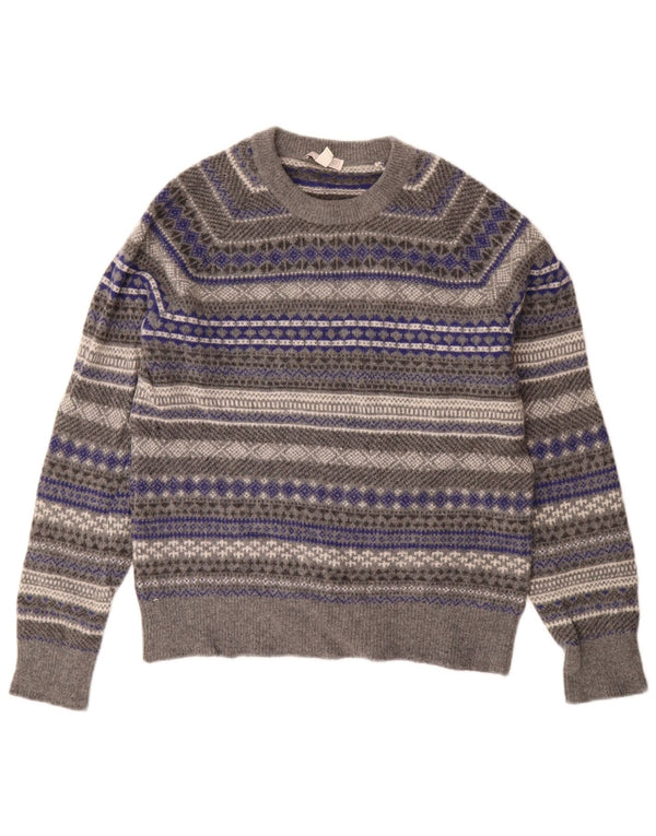 Gap Jersey de cuello redondo para mujer UK 40 Lana Fair Isle gris medio