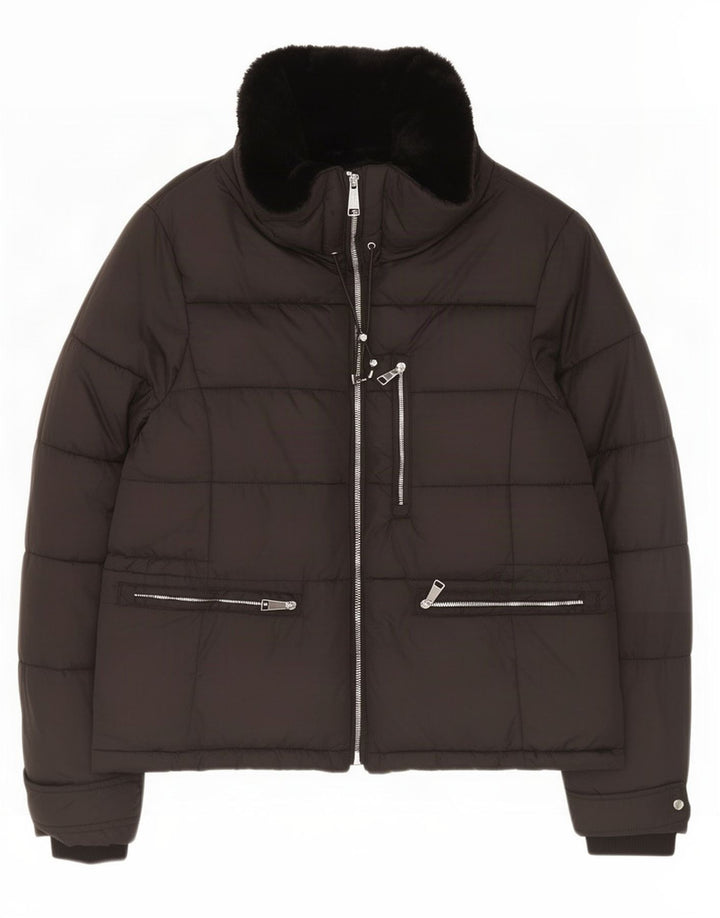 Zara Mujer Chaqueta Acolchada Reino Unido 46 Grande Negro