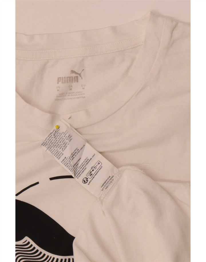 Puma Camiseta gráfica para hombre Top Medium White Cotton