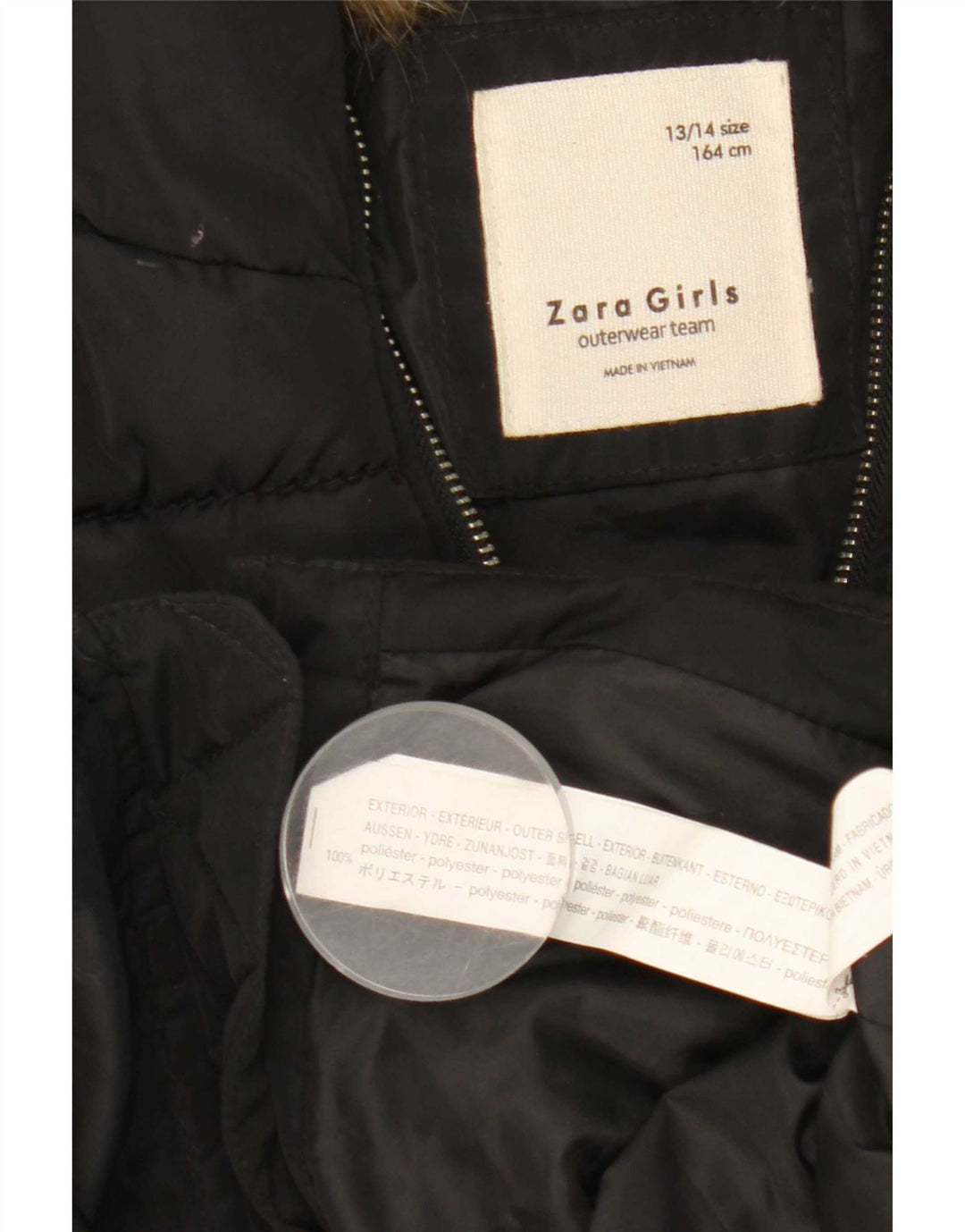 Zara Abrigo Niña Acolchado Con Capucha 13-14 Años Negro Poliéster