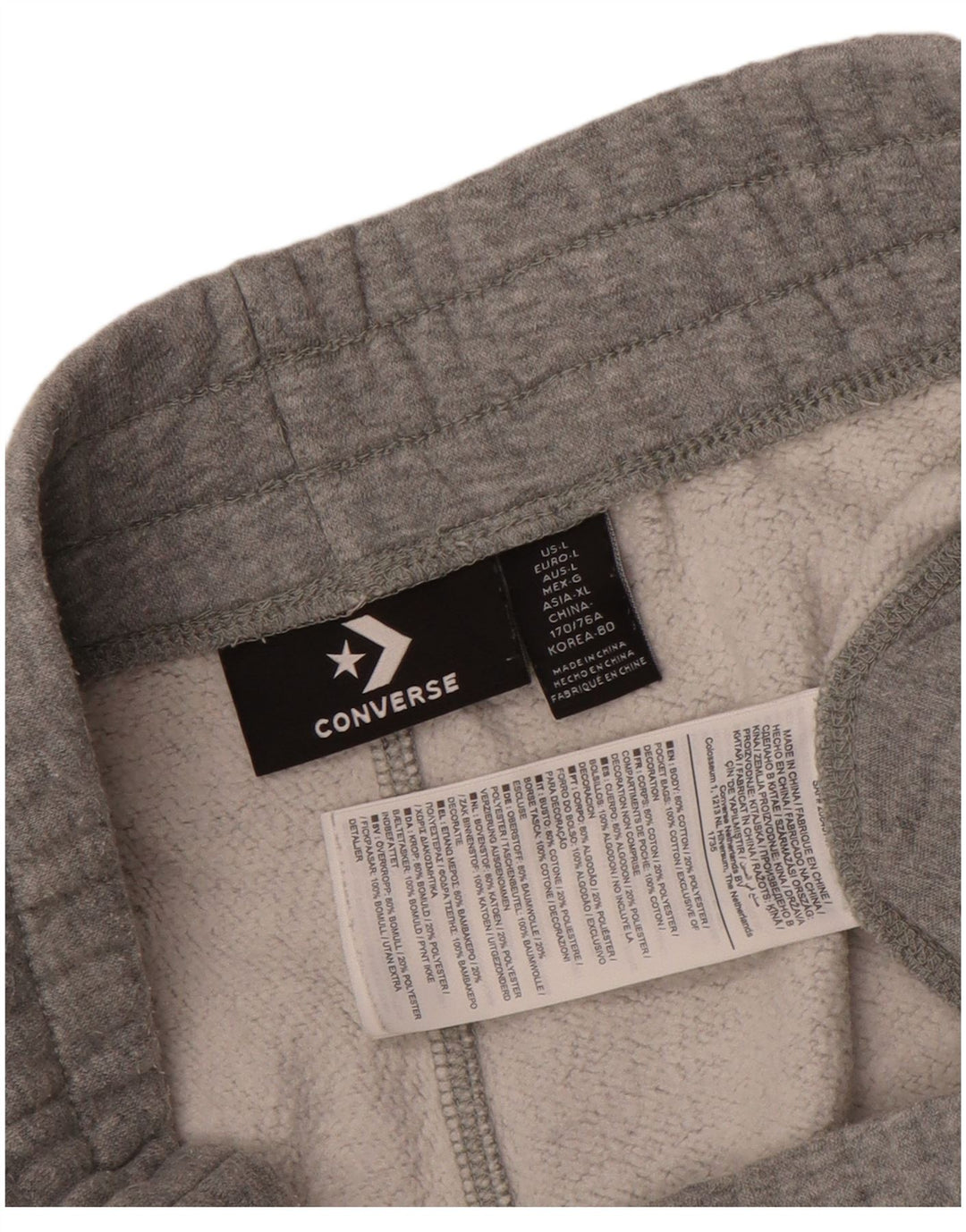 Converse Hombre Chándal Pantalones Joggers Grande Gris Algodón
