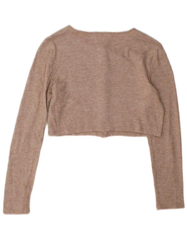 Zara Mujer Crop Cardigan Suéter UK 44 Medio Beige Viscosa