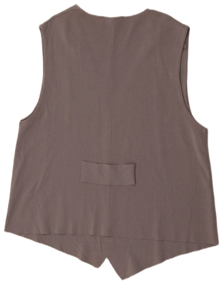 Zara Mujer OPEN Chaleco UK 10 Small Gris Viscosa