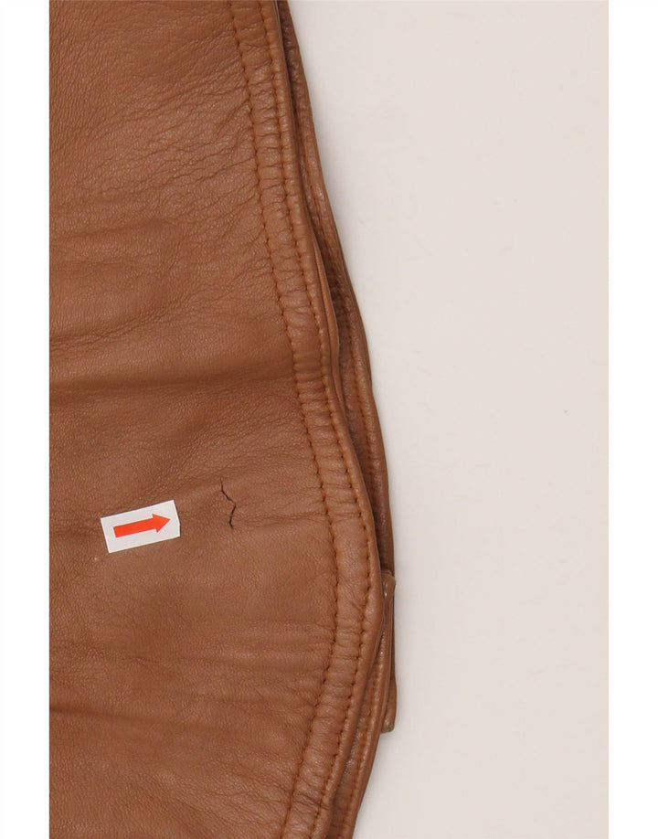 Vintage mujer chaqueta de cuero Reino Unido 14 cuero marrón medio