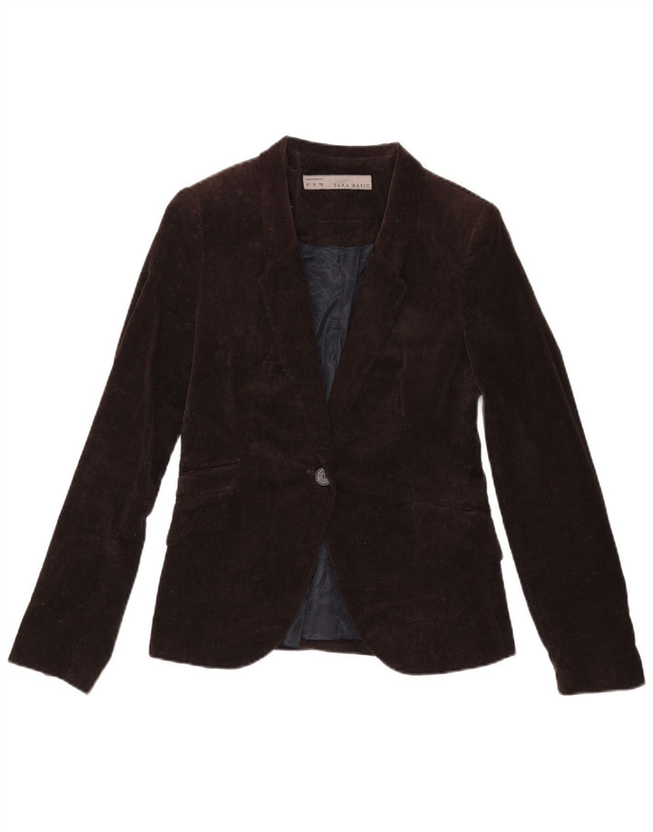 Zara Chaqueta Blazer De Pana Con 1 Botón Para Mujer UK 42 Acetato Marrón Medio