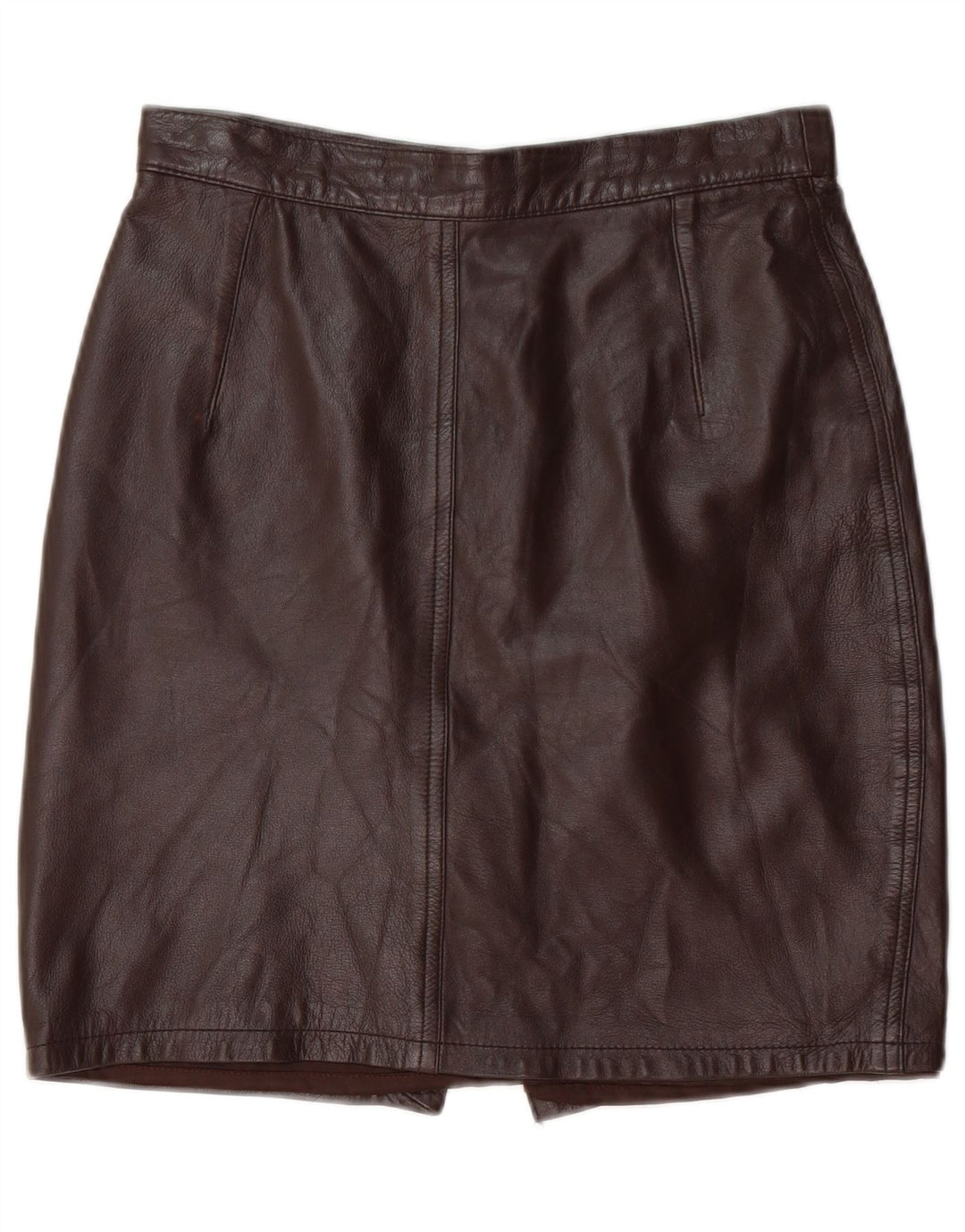 VINTAGE Falda de cuero para mujer IT 44 Medio W28 Cuero marrón