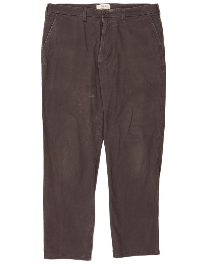 Marks & Spencer Pantalones chinos rectos de corte regular para hombre W36 L31 Gris