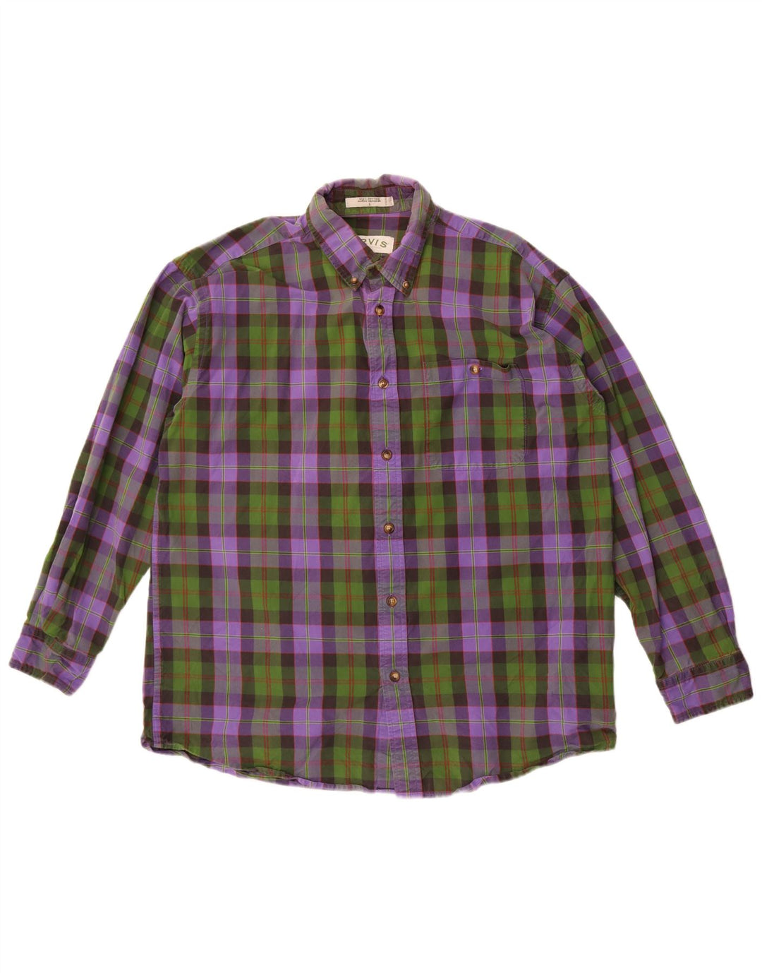 Camisa De Franela Orvis Para Hombre Algodón A Cuadros Morado Grande
