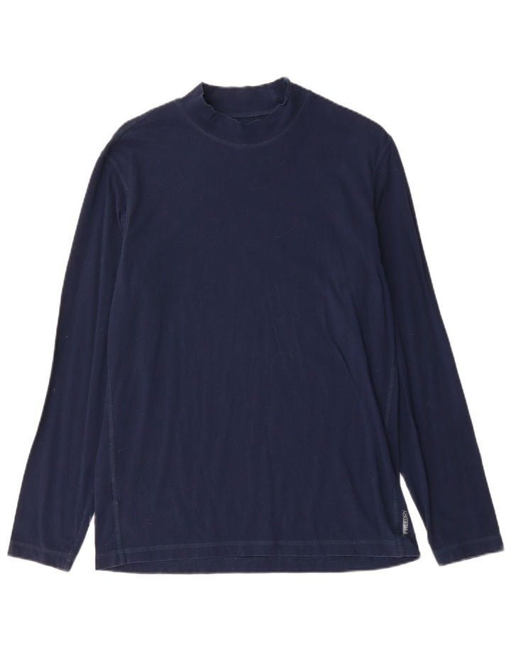 Eddie Bauer Top para hombre manga larga algodón azul marino medio