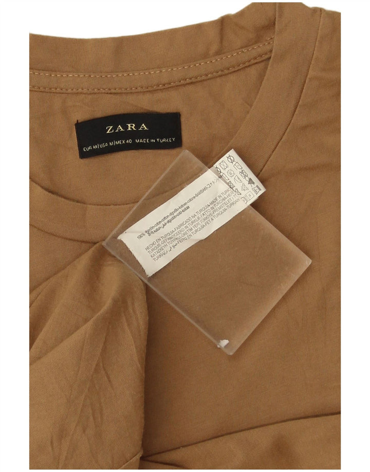 Zara Hombre Camiseta Top Algodón Beige Medio