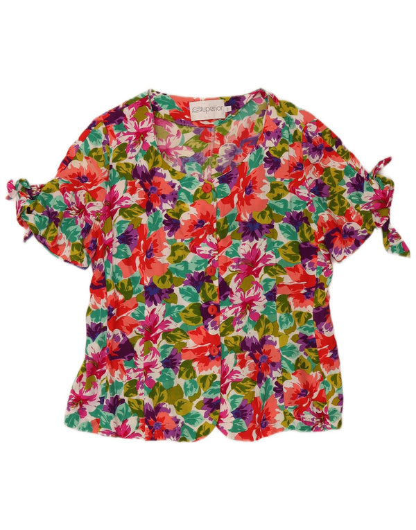 Superior Blusa Camisera De Manga Corta Para Mujer IT 46 Large Multicolor Floral