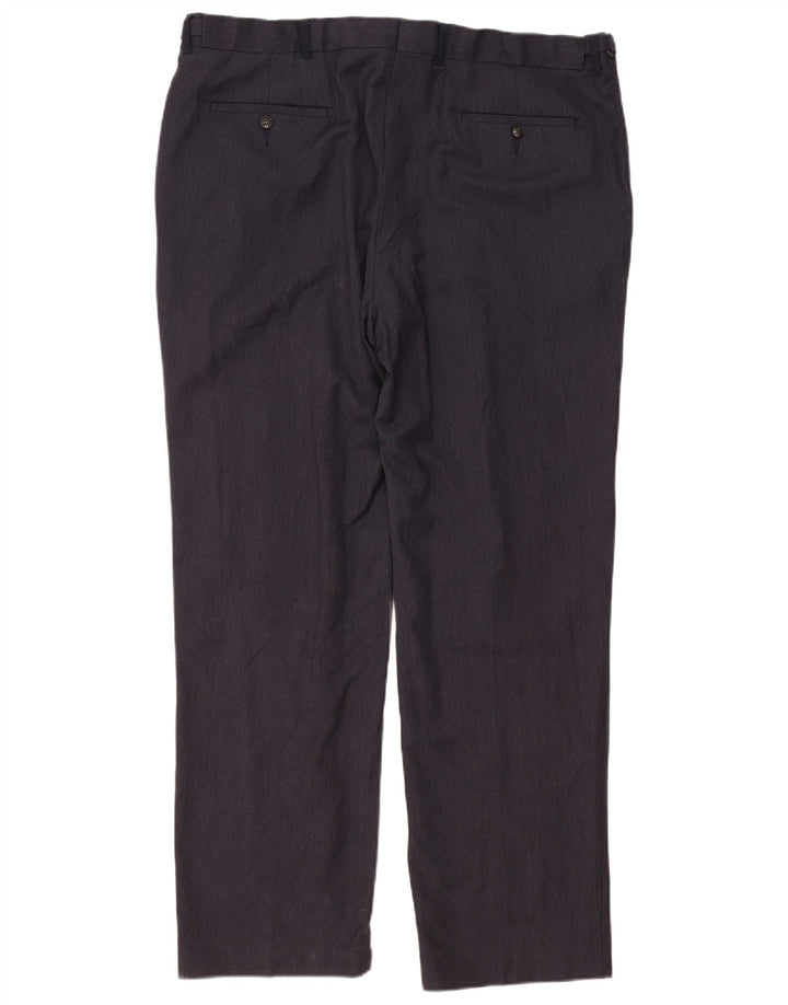 Marks & Spencer Pantalón de traje de corte regular para hombre W42 L33 Lana azul marino