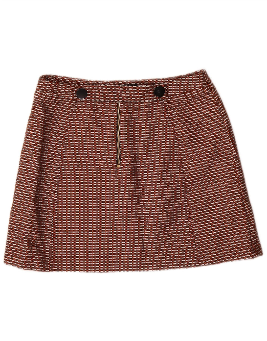 TOPSHOP Minifalda para mujer UK 12 Medium W28 Algodón a cuadros marrón