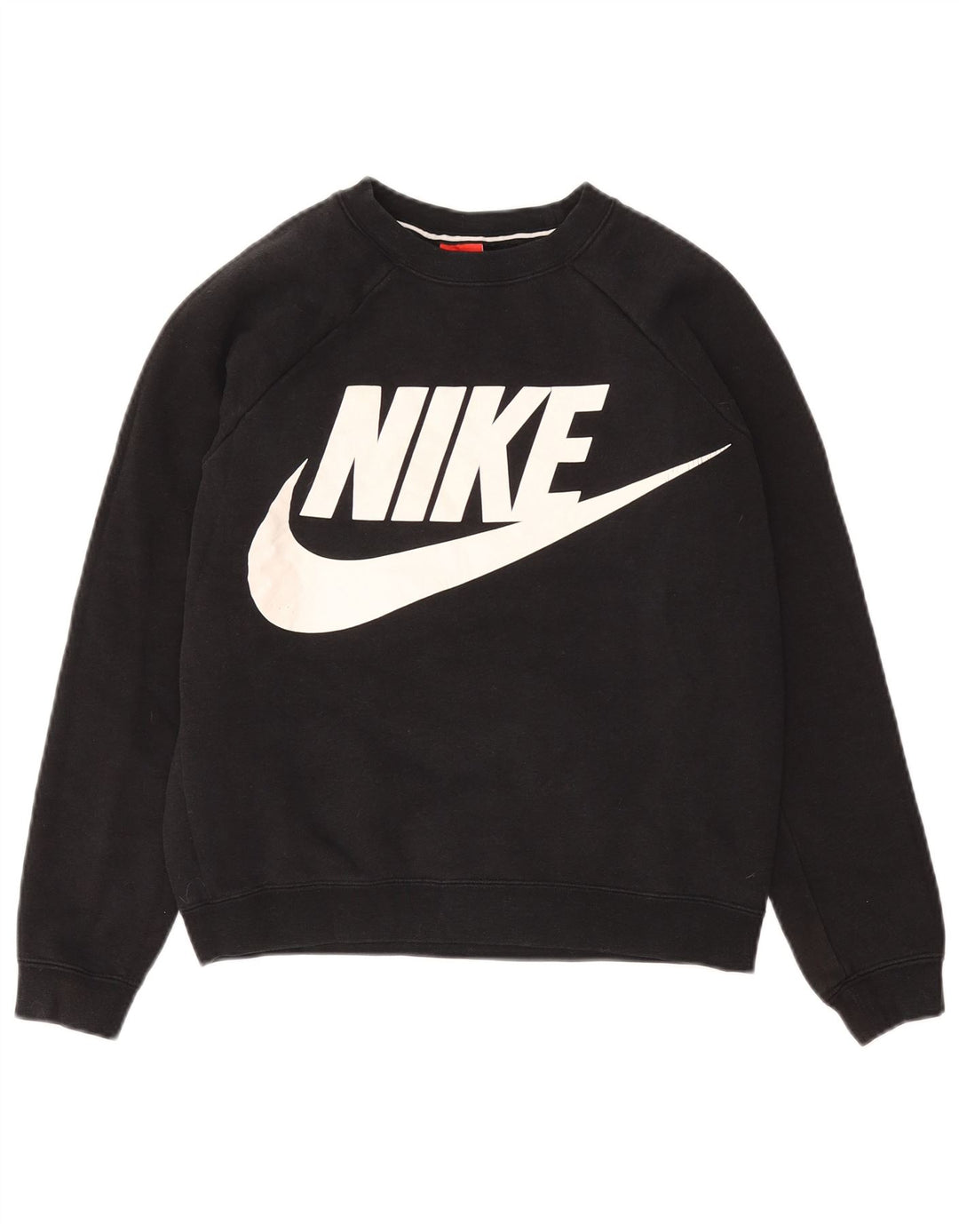 NIKE Mujer Crop Oversize Graphic Sudadera Jumper UK 10 Small Negro