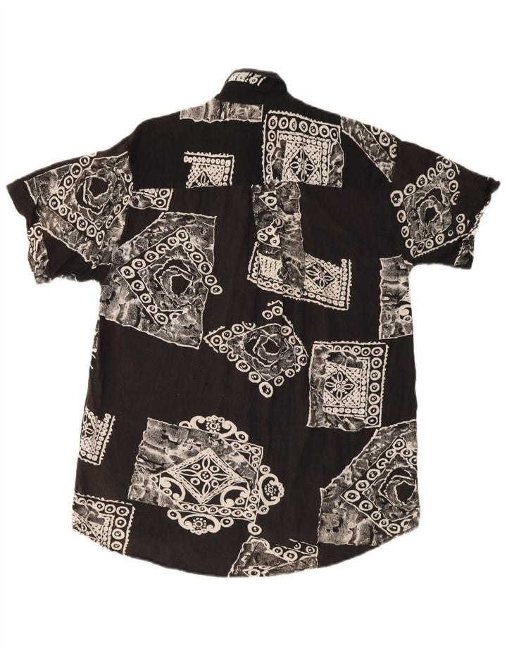 Camisa Rob Roy Hombre Manga Corta Viscosa Patchwork Negra Mediana