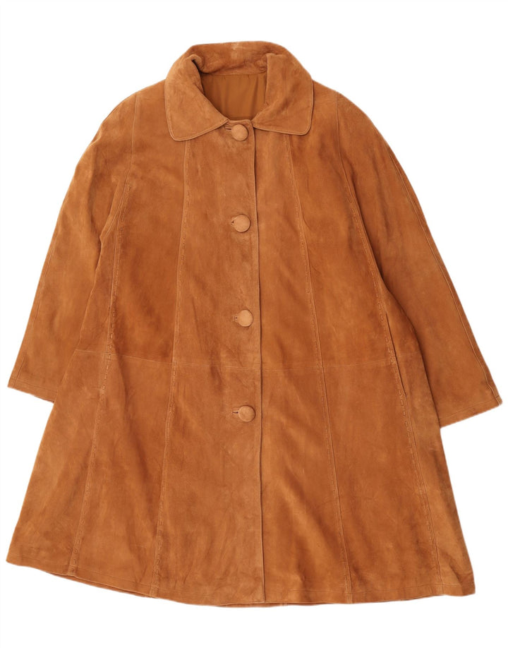 Vintage mujer ante overcoat abrigo IT 46 marrón grande