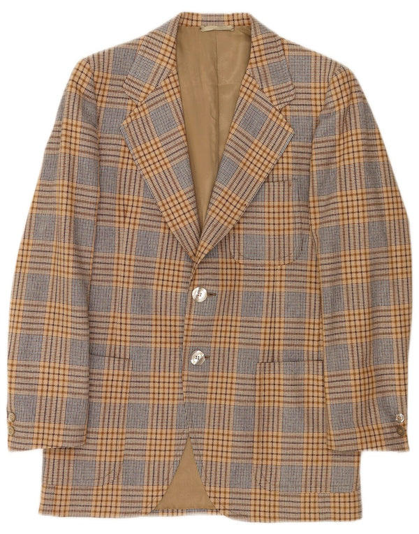 Vintage hombres 2 botones Blazer chaqueta Reino Unido 36 pequeño marrón Houndstooth