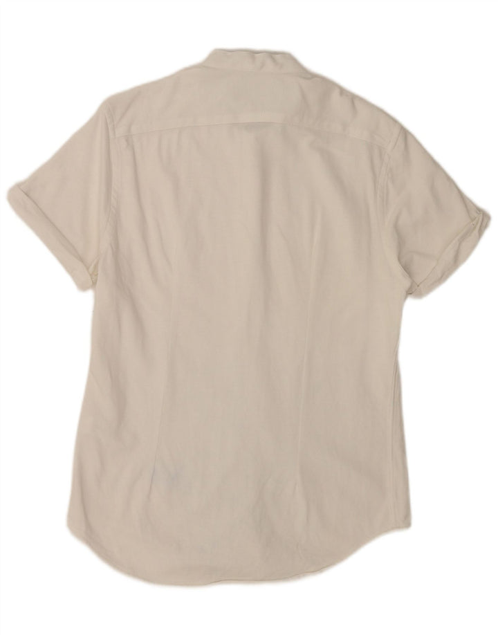 Zara Hombre Camisa Slim Fit Manga Corta Algodón Blanco Mediano