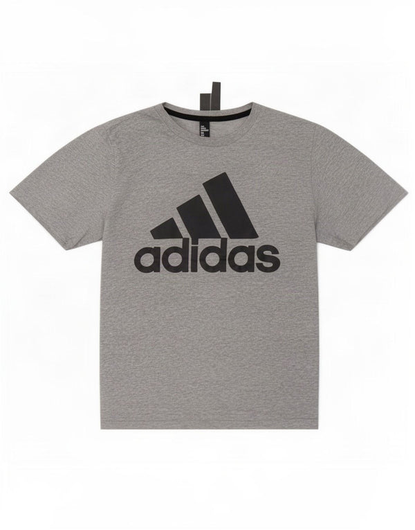 Adidas Hombre Camiseta Gráfica Top Algodón Gris Medio
