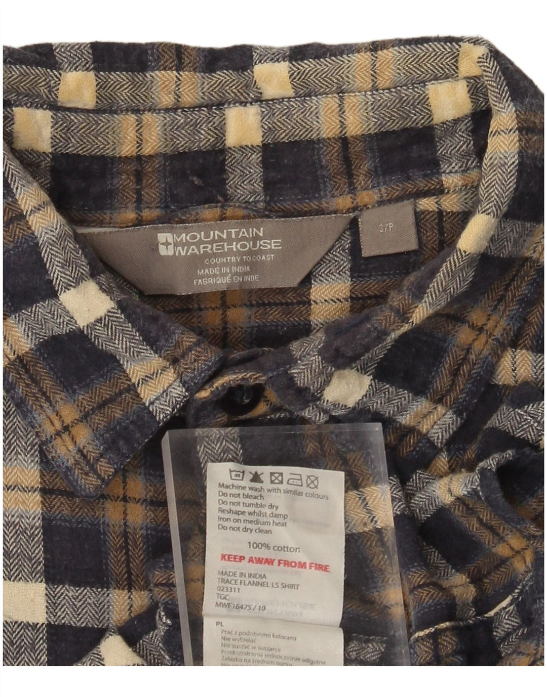MOUNTAIN WAREHOUSE Camisa de franela para hombre pequeña de algodón a cuadros azul marino