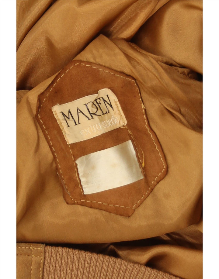 Maren - Chaqueta bomber de ante para hombre, talla 40, talla grande, ante beige