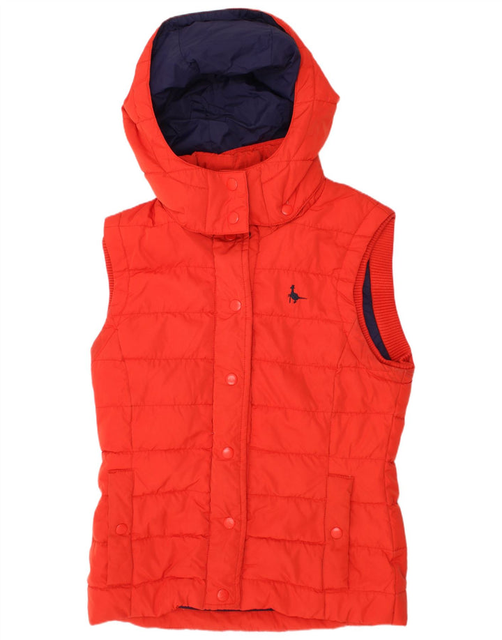 JACK WILLS Chaleco acolchado con capucha para mujer UK 8 Small Red Poliéster