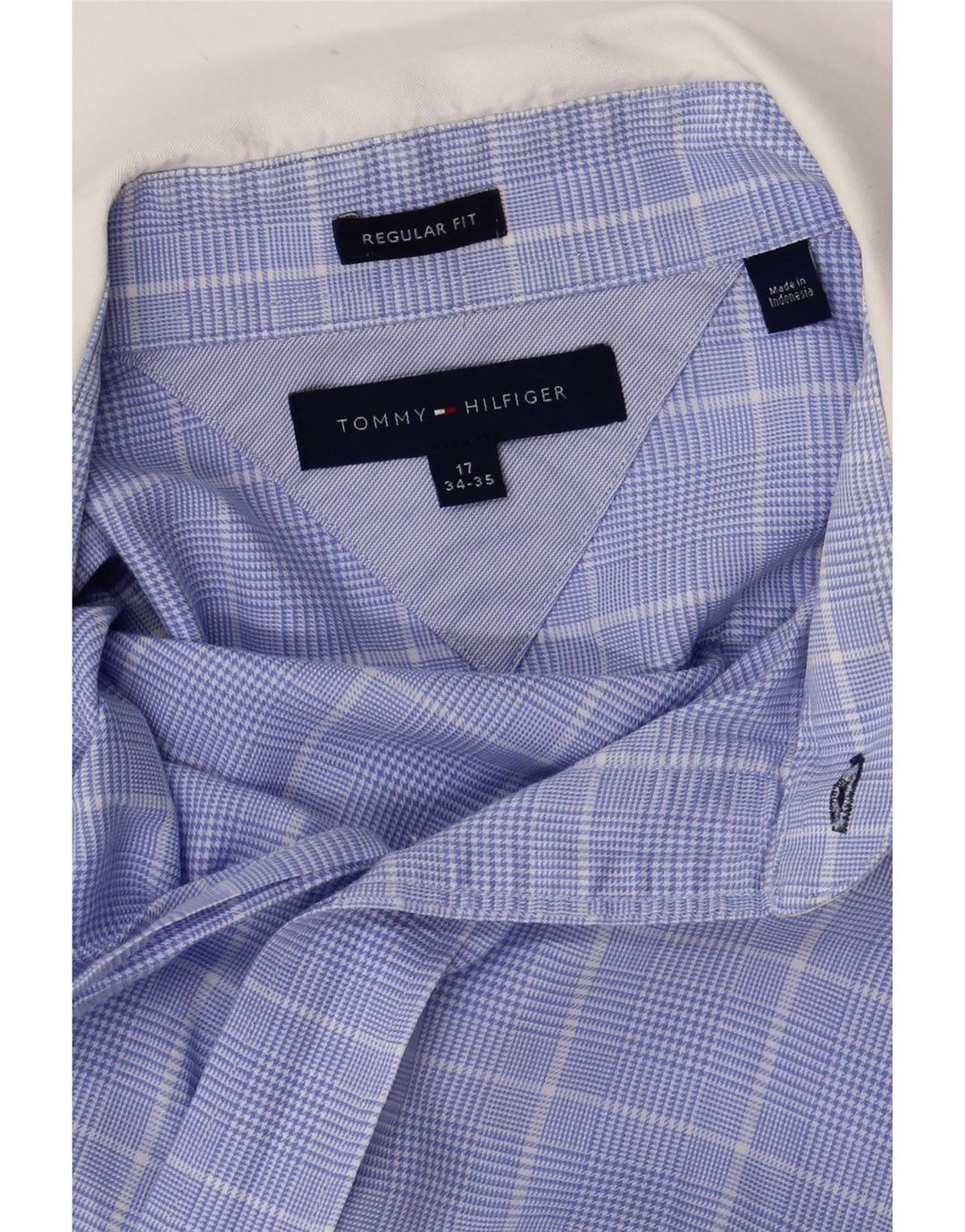 Tommy Hilfiger Camisa de corte regular para hombre Talla 17 XL Cuadros azules