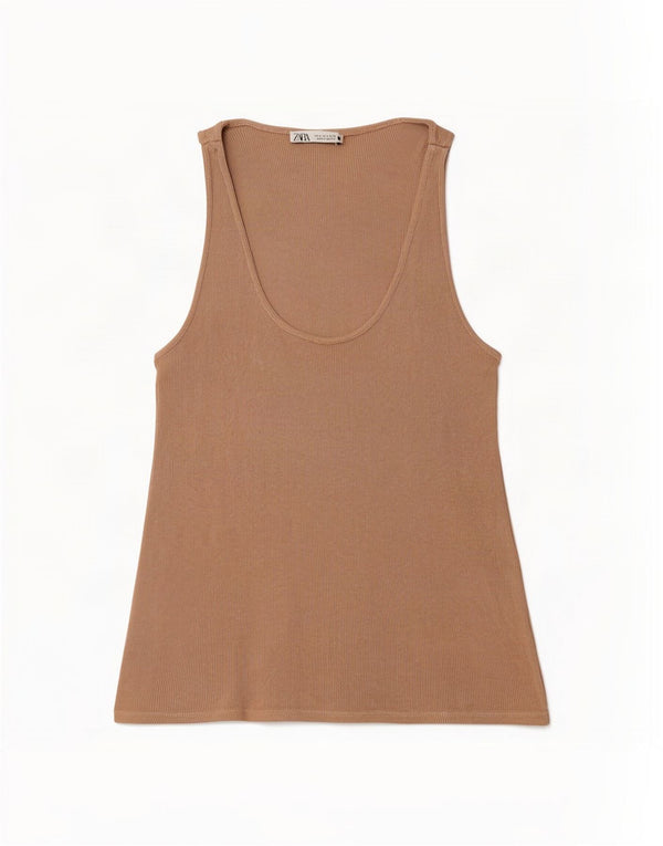 Zara Mujer Chaleco Top UK 10 Small Beige