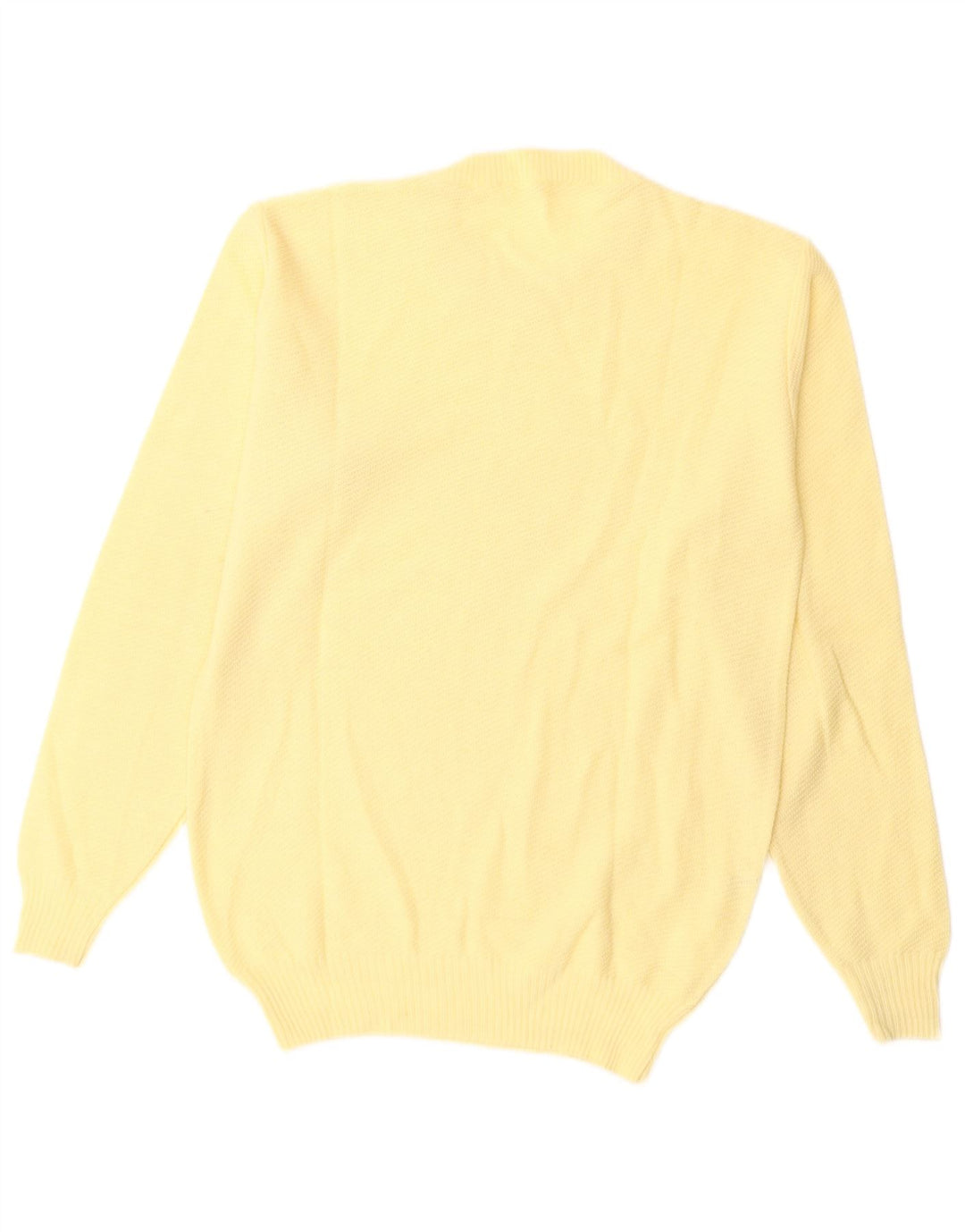 VINTAGE Mujer Crew Neck Jumper Suéter Reino Unido 14 Lana Amarilla Mediana