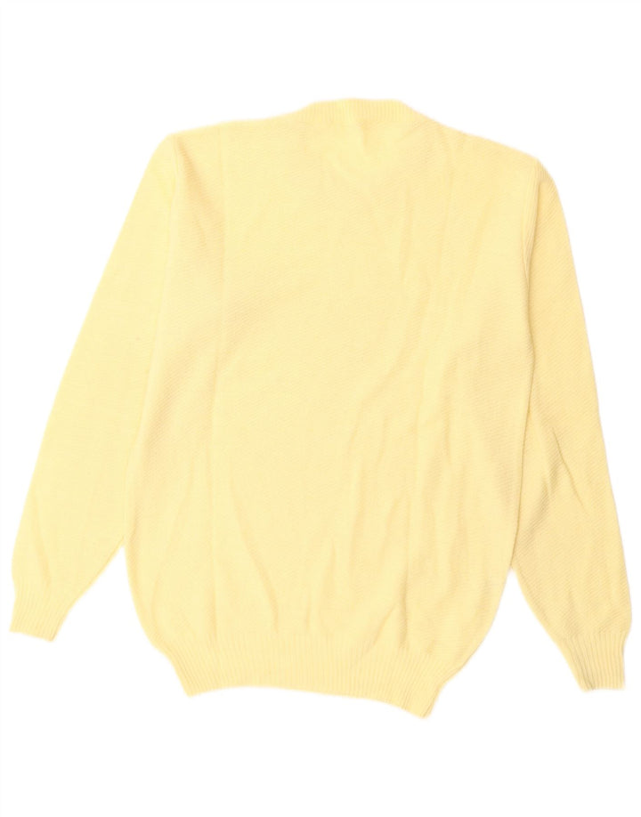 VINTAGE Mujer Crew Neck Jumper Suéter Reino Unido 14 Lana Amarilla Mediana