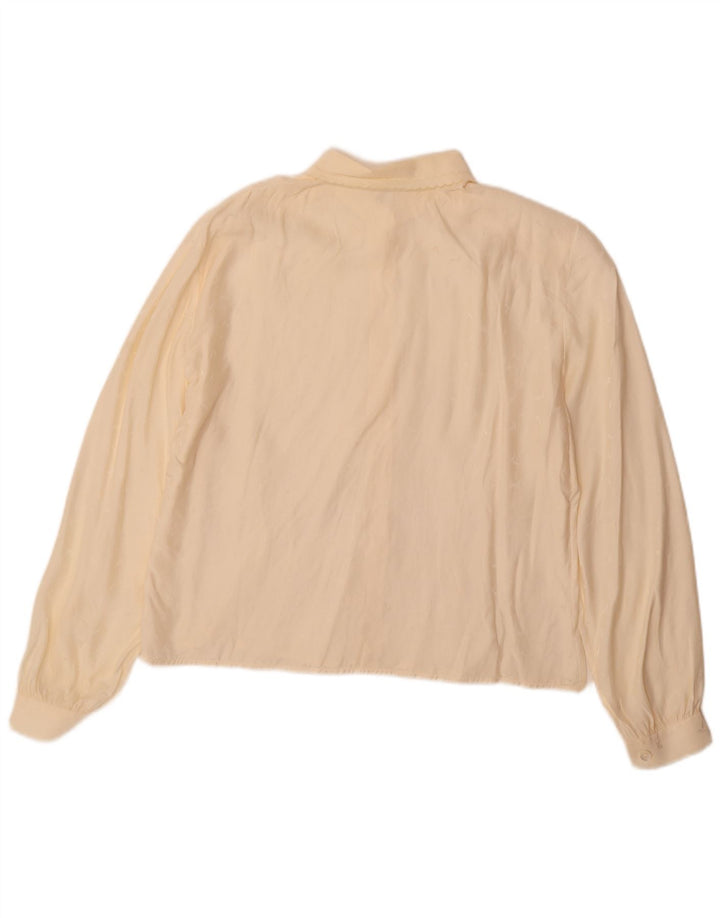 Vintage mujer camisa blusa IT 46 grande de seda blanca