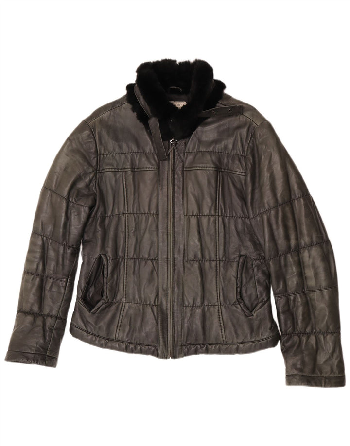 Bata and More Chaqueta de Cuero Mujer IT 48 XL Cuero Gris