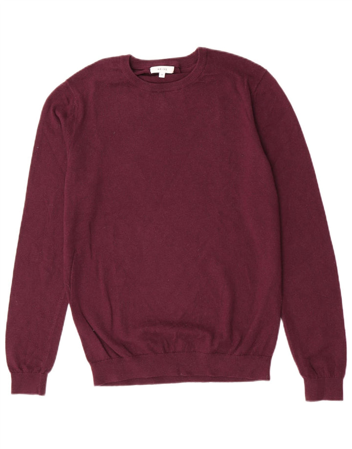 Reiss Jersey De Cuello Redondo Para Hombre De Lana Granate Medio