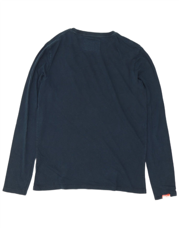 SUPERDRY Hombre Top Manga Larga Grande Azul Marino