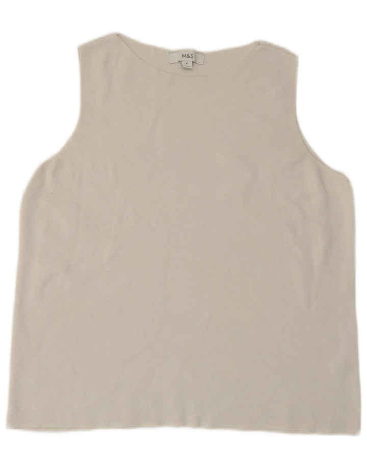 Marks & Spencer Top sin mangas para mujer UK 46 Large Off White Viscosa
