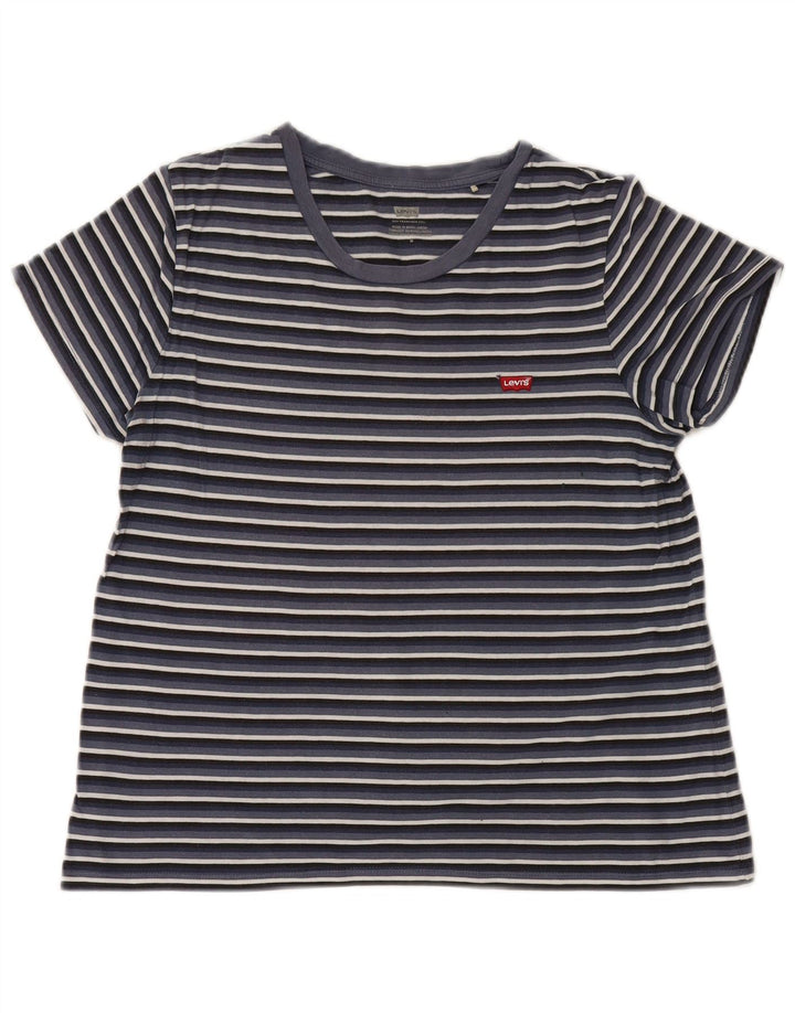 Levi's Camiseta para mujer Top UK 12 Medium Azul marino a rayas