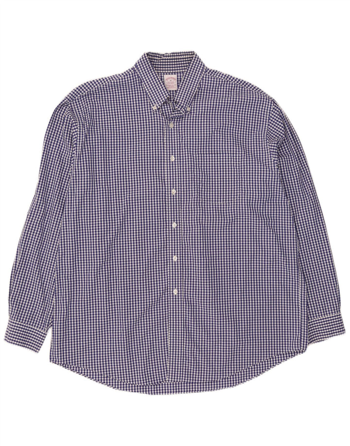 Brooks Brothers Camisa para hombre XL Algodón a cuadros azul