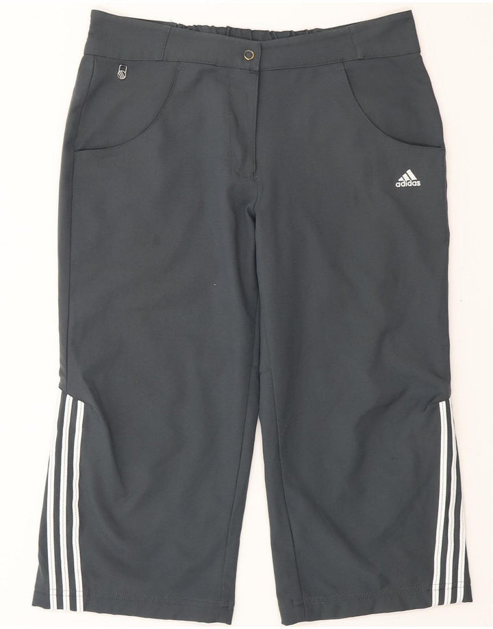 ADIDAS Pantalones capri rectos para mujer UK 10 Small W30 L19 Poliéster gris