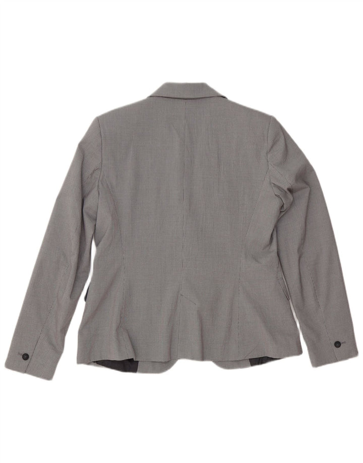 Zara Mujer Chaqueta Blazer De 1 Botón EU 40 Poliéster Pata De Gallo Gris Medio