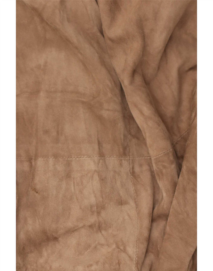 Vintage mujer ante abrigo Reino Unido 14 cuero beige medio