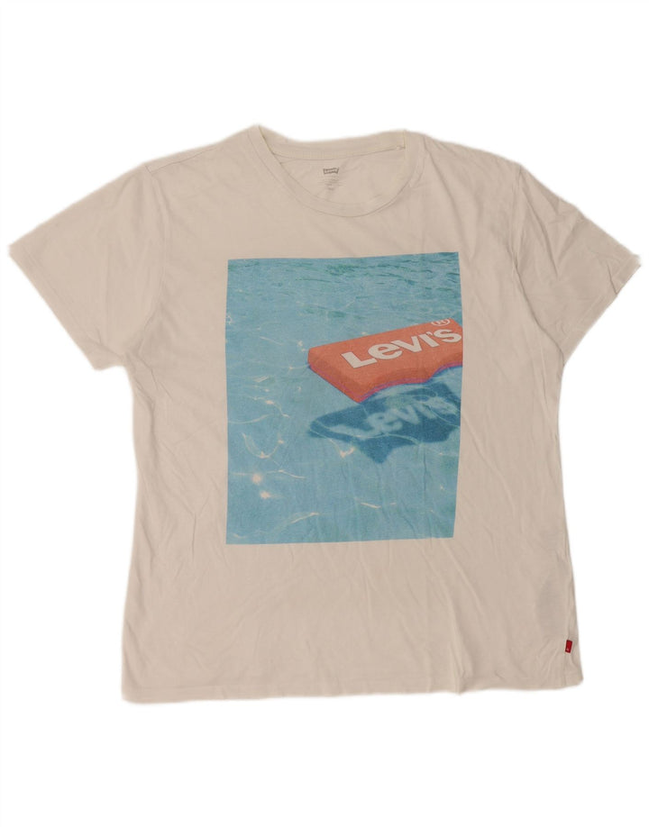 Levi's Camiseta gráfica para mujer Top UK 46 Large White Cotton