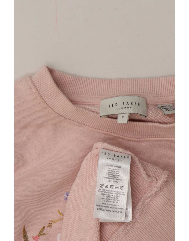 Ted Baker Sudadera de gran tamaño con gráfico para mujer, talla 2, pequeña, rosa