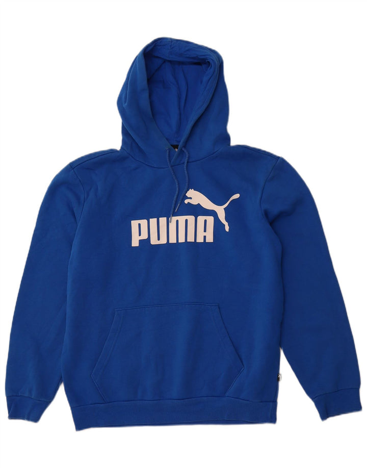 PUMA Jersey con capucha gráfica para hombre de algodón azul medio