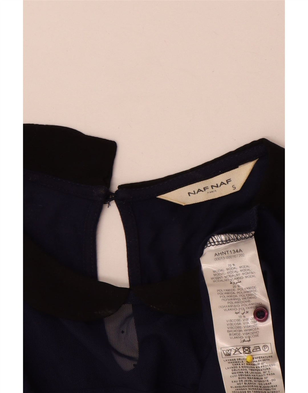 Blusa para mujeres Naf Naf UK 10 Pequeña Color azul marino bloque de color Modal