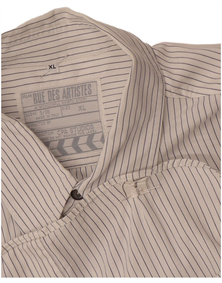Camisa VINTAGE para hombre XL Algodón a rayas blancas