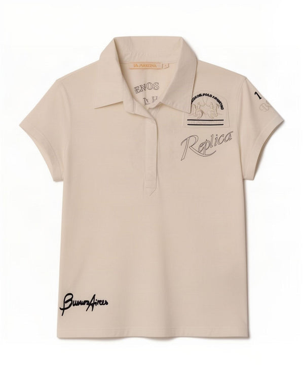 La Martina Polo gráfico para mujer UK 40 XL Algodón blanco