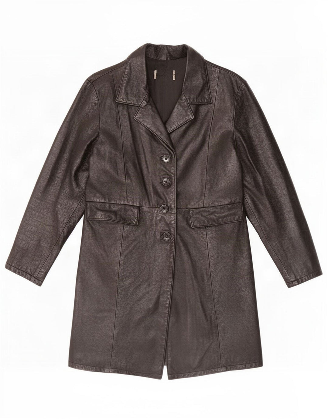 Vintage mujer cuero abrigo Reino Unido 14 medio negro